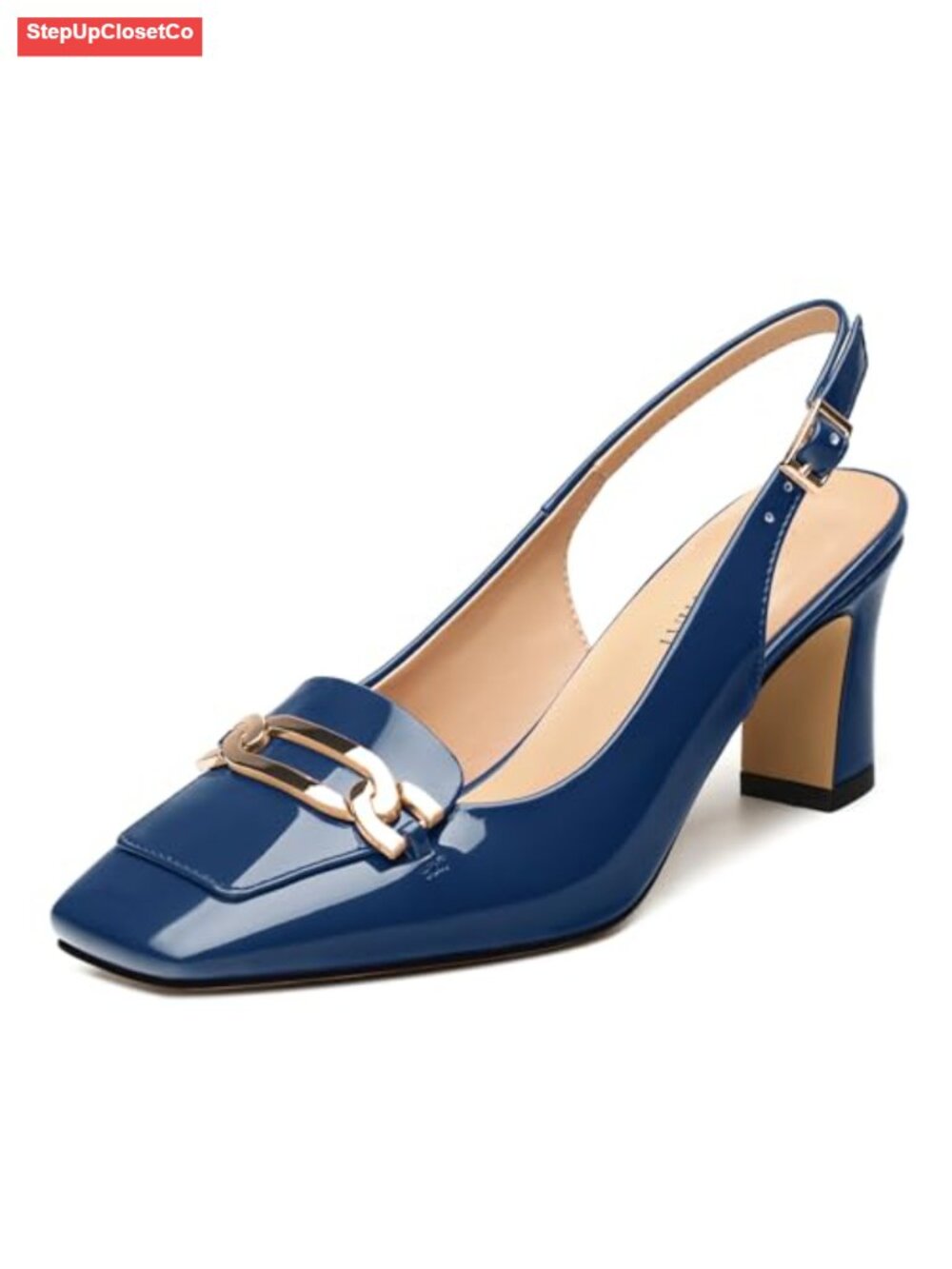 Slingback Block Heels Square Toe 2.5 Inch